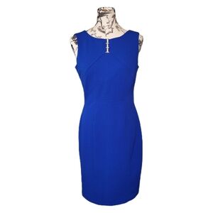 Ivanka Trump Women's Sleeveless Dress  Navy Blue Stretch Golden Accent. No size